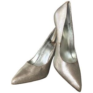 BCBG Women's Metallic Silver Pointed Toe‎ Heel Pumps Size 9.5